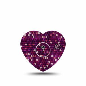 ExpressionMed Pink Sequins Freestyle Libre 3 and Libre 3 Plus Heart Shape Tape Single Tape & Single Sticker Pink Shimmer, Patch CGM Design