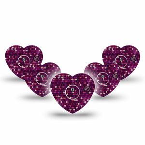 ExpressionMed Pink Sequins Freestyle Libre 3 and Libre 3 Plus Heart Shape Tape 5-Pack Tape & 5-Pack Sticker Sequin Shine, Patch CGM Design