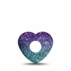 ExpressionMed Glittering Ombre Freestyle Libre 3 and Libre 3 Plus Heart Shape Tape Single Tape Ombre Sparkle Overlay Tape CGM Design