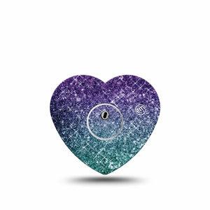 ExpressionMed Glittering Ombre Freestyle Libre 3 and Libre 3 Plus Heart Shape Tape, Abbott Lingo, Single Tape and Single Sticker Ombre Glitter Plaster CGM Design