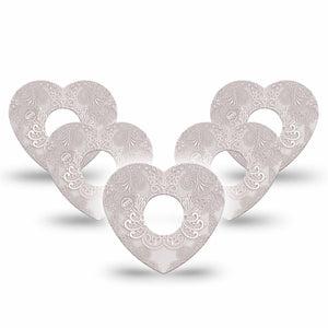 ExpressionMed Vintage Lace Freestyle Libre 3 and Libre 3 Plus Heart Shape Tape 5-Pack Tape Timeless Fabric, Patch CGM Design