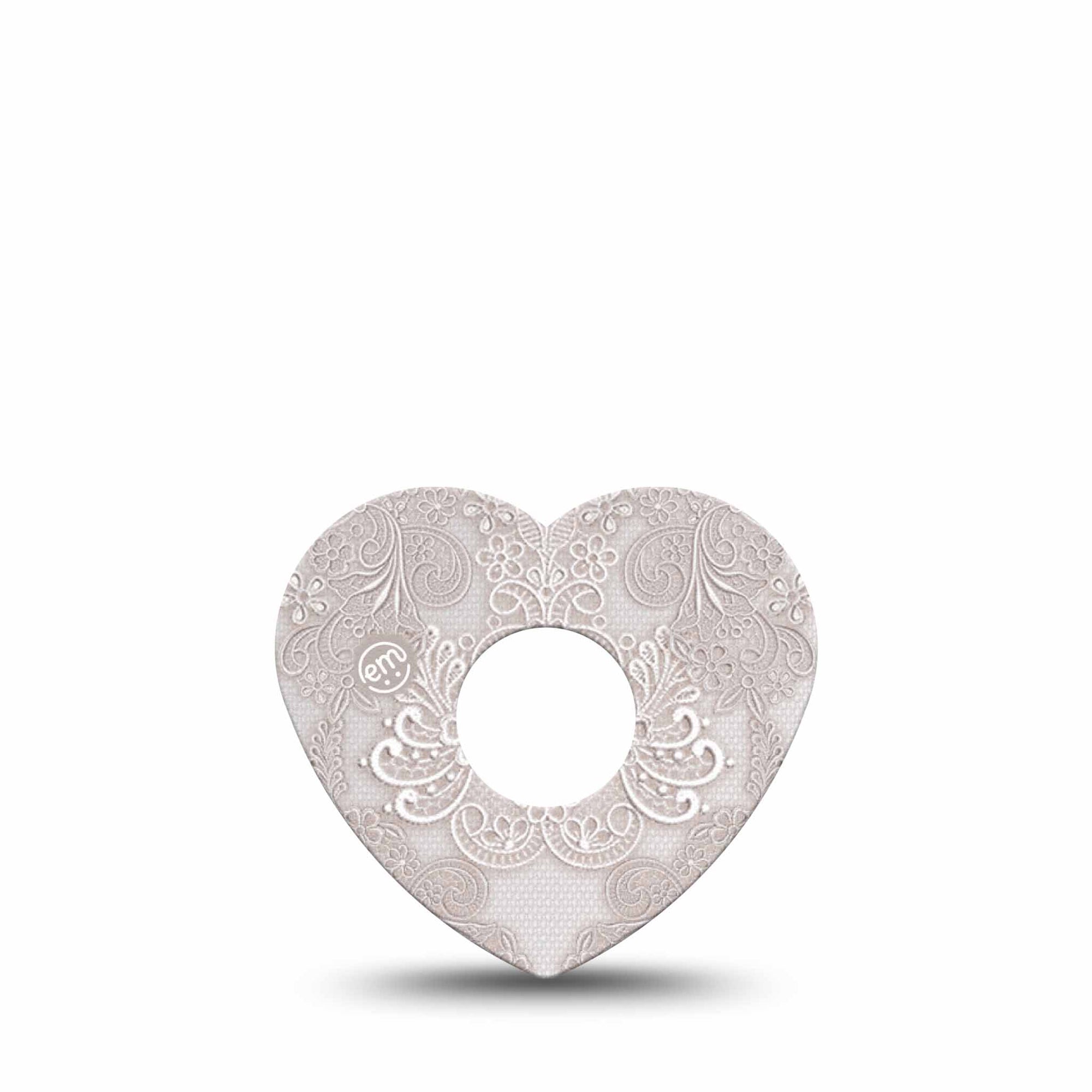 ExpressionMed Vintage Lace Freestyle Libre 3 and Libre 3 Plus Heart Shape Tape Single Tape Floral Lace, Patch CGM Design