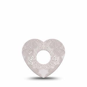ExpressionMed Vintage Lace Freestyle Libre 3 and Libre 3 Plus Heart Shape Tape Single Tape Floral Lace, Patch CGM Design