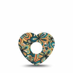 ExpressionMed 70s Vintage Freestyle Libre 3 Heart Shape Tape Single Retro Style Patch CGM Design