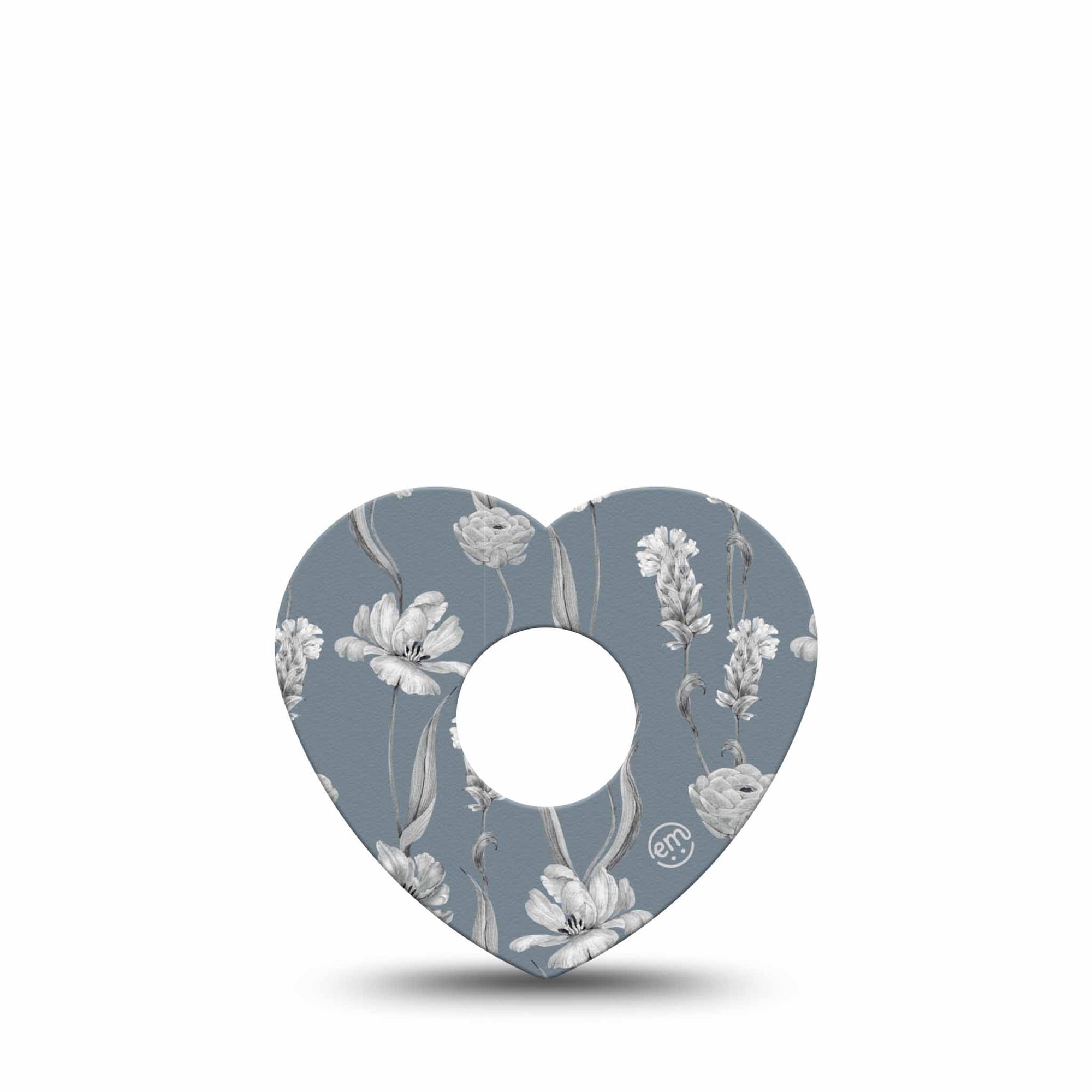 ExpressionMed Muted Petals Freestyle Libre 3 and Libre 3 Plus Heart Shape Tape Single Tape Vintage Flowers, Plaster CGM Design