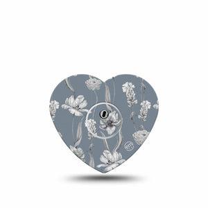 ExpressionMed Muted Petals Freestyle Libre 3 and Libre 3 Plus Heart Shape Tape Single Tape and Single Sticker Pastel Petals, Overlay Tape CGM Design