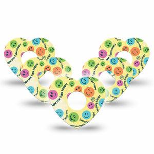 ExpressionMed Smiley Freestyle Libre 3 Heart Shape Tape 5-Pack Friendly Symbol Patch CGM Design