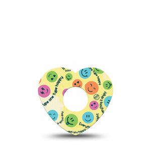ExpressionMed Smiley Freestyle Libre 3 Heart Shape Tape Single Tape Grinning Emoticon Patch CGM Design