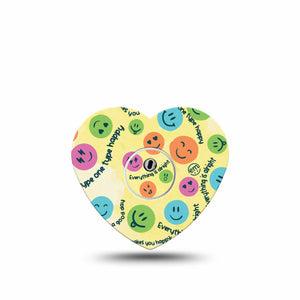 ExpressionMed Smiley Freestyle Libre 3 Heart Shape Tape Single Tape Grinning Emoticon Patch CGM Design with center sticker