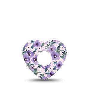 ExpressionMed Purple blooms Freestyle Libre 3 Heart Shape Single Amethyst blossoms Overlay Patch CGM Design