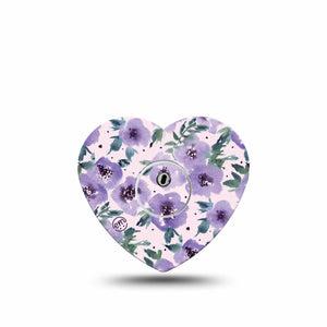 ExpressionMed Purple blooms Freestyle Libre 3 Heart Shape Single Amethyst blossoms Overlay Patch CGM Design with center sticker