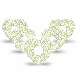 ExpressionMed Sage Greens Freestyle Libre 3 and Libre 3 Plus Heart Shape Tape 5-Pack Tape Soft Verdant, Patch CGM Design