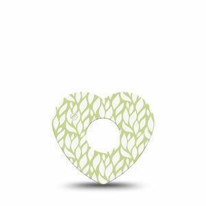 ExpressionMed Sage Greens Freestyle Libre 3 and Libre 3 Plus Heart Shape Tape Single Tape Sage Foliage, Patch CGM Design