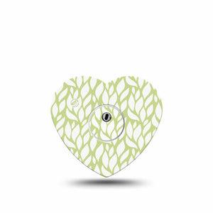 ExpressionMed Sage Greens Freestyle Libre 3 and Libre 3 Plus Heart Shape Tape Single Tape and Single Sticker Sage Foliage, Patch CGM Design