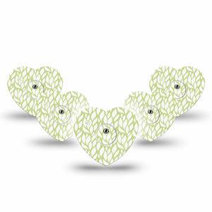 ExpressionMed Sage Greens Freestyle Libre 3 and Libre 3 Plus Heart Shape Tape 5-Pack Tape and 5-Pack Sticker Soft Verdant, Patch CGM Design