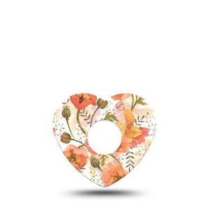 ExpressionMed Peachy Blooms Heart Libre 3 Tape, Single, Exotic Florals Themed, CGM Overlay Patch Design