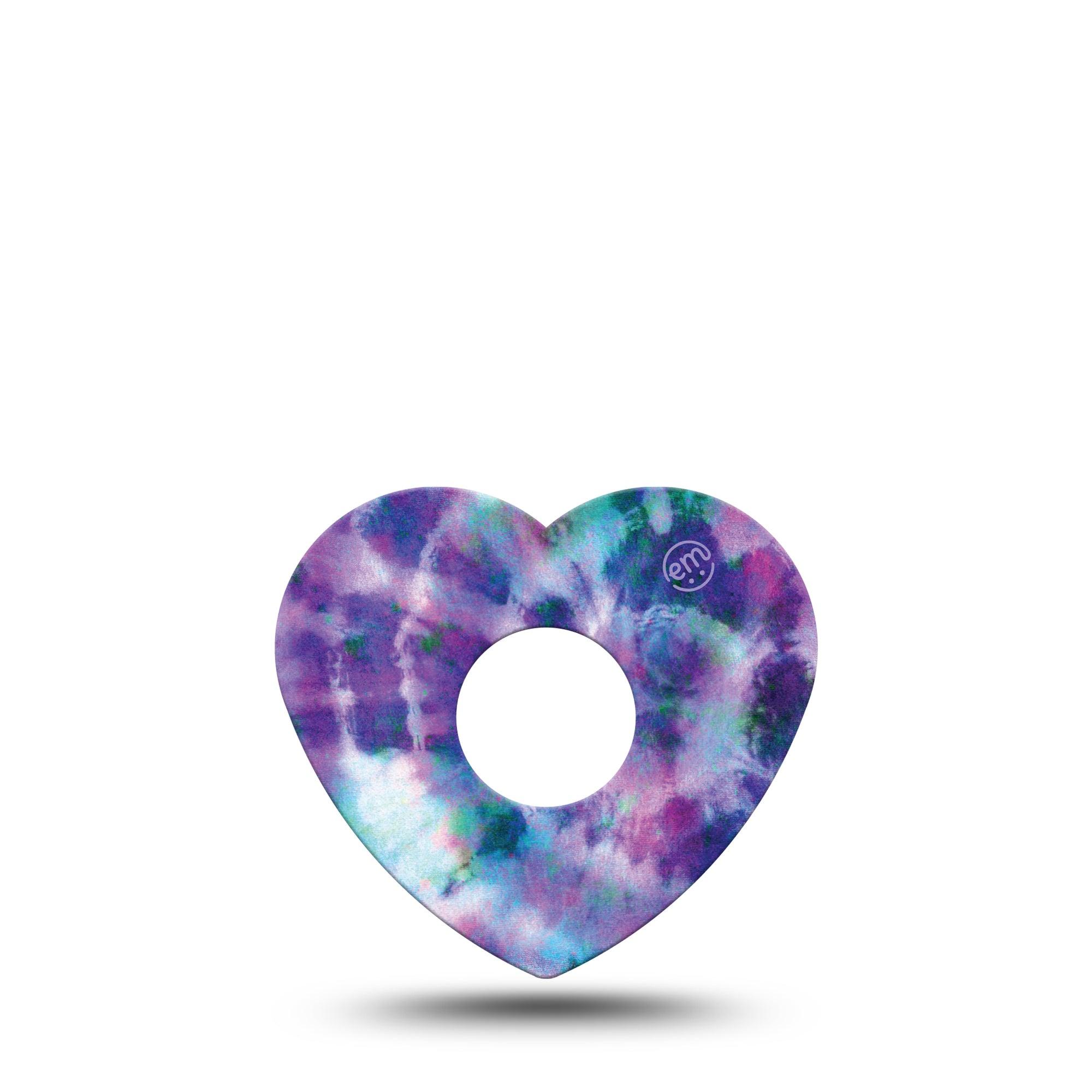 ExpressionMed Purple Tie Dye Heart Libre 3 Tape, Single, Shirt Design Inspired, CGM Overlay Patch Design