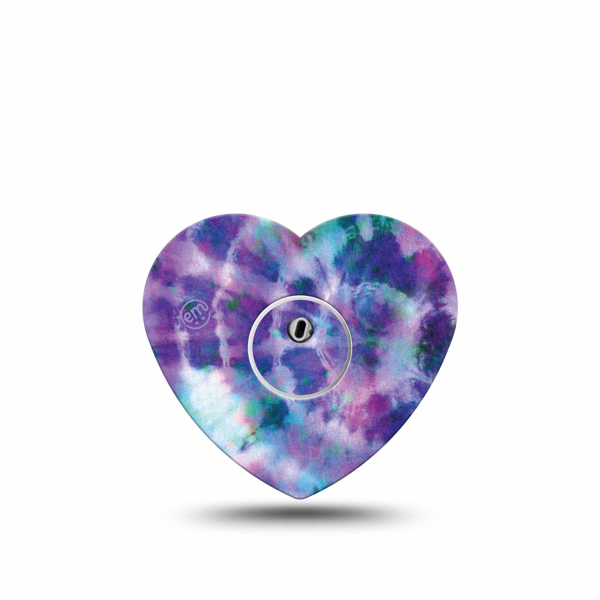 ExpressionMed Purple Tie Dye Heart Libre 3 Tape, Single, Shirt Design Inspired, CGM Overlay Patch Design with center sticker