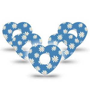 ExpressionMed Painted Daisies Heart Libre 3 Tape, 5-Pack, Bunch Of Daisies Themed, CGM Overlay Patch Design