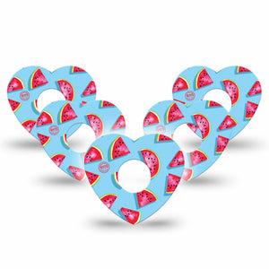 ExpressionMed Watermelon Slices Freestyle Libre 3 Heart Shape Tape 5-Pack Delicious Snack Patch CGM Design