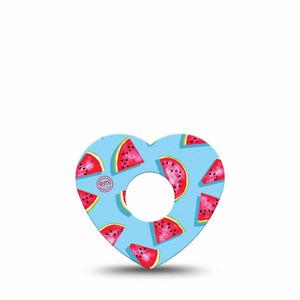 ExpressionMed Watermelon Slices Freestyle Libre 3 Heart Shape Tape Single Tape Sweet Fruit Patch CGM Design