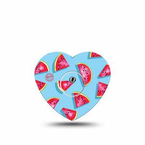 ExpressionMed Watermelon Slices Freestyle Libre 3 Heart Shape Tape Single Tape Sweet Fruit Patch CGM Design with center sticker