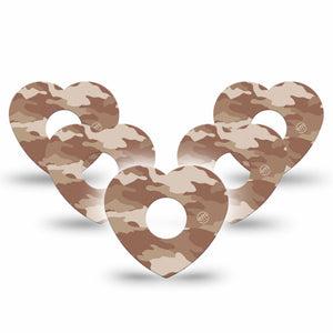 ExpressionMed Desert Camo Freestyle Libre 3 Heart Shape Tape 5-Pack Sand Dapple Patch CGM Design