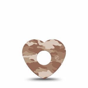 ExpressionMed Desert Camo Freestyle Libre 3 Heart Shape Tape Single Tape Sandy Pattern Patch CGM Design