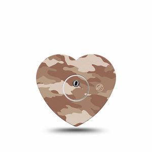 ExpressionMed Desert Camo Freestyle Libre 3 Heart Shape Tape Single Tape and Sticker Sandy Pattern Patch CGM Design