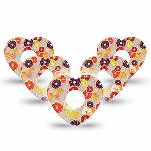 Citrus Slices Heart Libre 3 Tape, 5-Pack, Sour Citrus Fruit Slices Inspired, CGM Plaster Patch Design