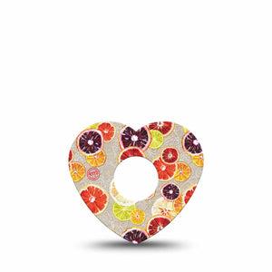Citrus Slices Heart Libre 3 Tape, Single, Slices of Citrus Fruit Inspired, CGM Plaster Patch Design