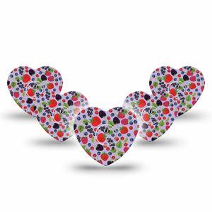 ExpressionMed Wild Berries Heart Libre 3 Tape, 5-Pack, Sweet Berries Themed, CGM Plaster Patch Design with center stickers