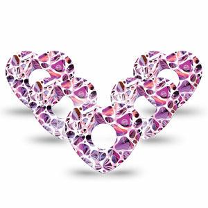 ExpressionMed Purple Pebbles Freestyle Libre 3 and Libre 3 Plus Heart Shape Tape 5-Pack Tape Mauve Rocks, Patch CGM Design
