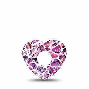 ExpressionMed Purple Pebbles Freestyle Libre 3 and Libre 3 Plus Heart Shape Tape Single Tape Round Stones, Patch CGM Design