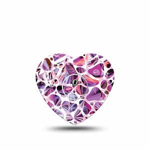 ExpressionMed Purple Pebbles Freestyle Libre 3 and Libre 3 Plus Heart Shape Tape Single Tape and Single Sticker Mauve Rocks, Patch CGM Design