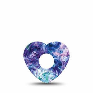 Deep Purple Swirl Heart Libre 3 Tape, Single, Smokey Purple Inspired, CGM Overlay Heart Shape Patch