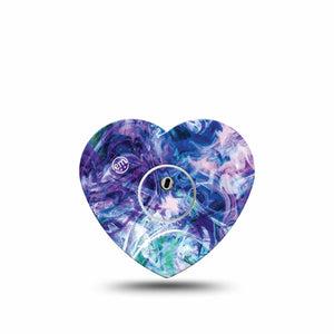 Deep Purple Swirl Heart Libre 3 Tape, Single, Smokey Purple Inspired, CGM Overlay Heart Shape Patch with center sticker