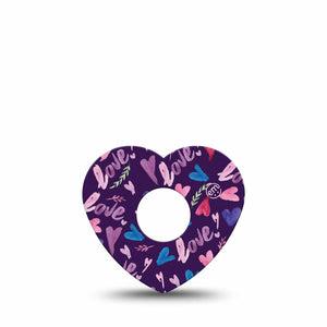 ExpressionMed Watercolor Love Heart Libre 3 Tape, Single, Scribbled Love Themed, CGM Plaster Patch Design