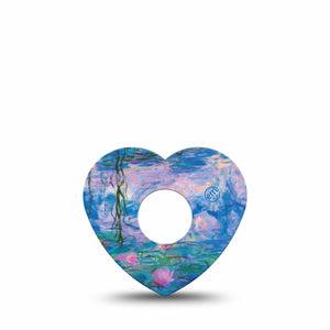 ExpressionMed Monet Water Lilies Freestyle Libre 3 and Libre 3 Plus Heart Shape Tape Single Tape Impressionist Painting, Plaster CGM Design