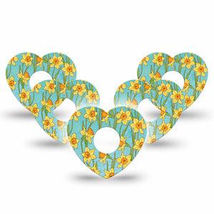 ExpressionMed Daffodils Freestyle Libre 3 Heart Shape 5-Pack Bright Petals Overlay Patch CGM Design