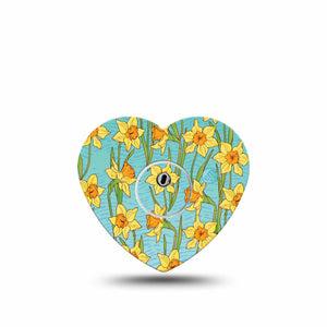 ExpressionMed Daffodils Freestyle Libre 3 Flower Shape Single Spring Blooms Adhesive Tape CGM Design with Center Sticker
