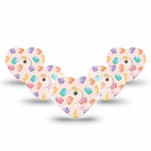 ExpressionMed Macarons Freestyle Libre 3 Heart Shape Tape 5-Pack Fancy Cookies Patch CGM Design with Center Stickers