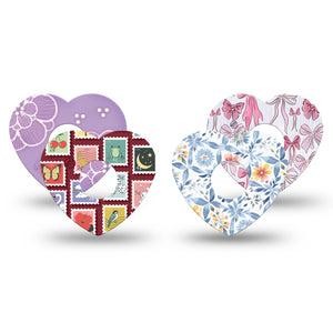 ExpressionMed Darling Details Freestyle Libre 3 and Libre 3 Plus Heart, 4-Pack Tape, Pastel prints Patch for CGM