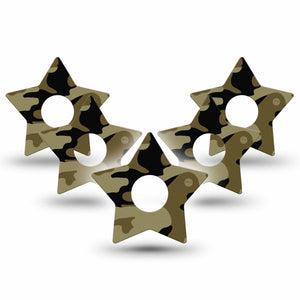 ExpressionMed Camo Freestyle Libre 3 and Libre 3 Plus Star Shape Tape 5-Pack Tape Tactical Gray Overlay Tape CGM Design