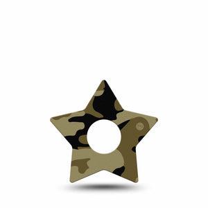ExpressionMed Camo Freestyle Libre 3 and Libre 3 Plus Star Shape Tape Single Tape Combat Gray Overlay Tape CGM Design