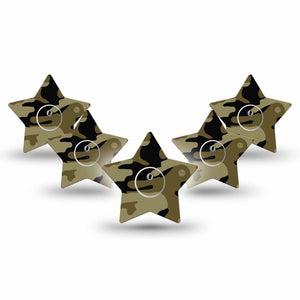 ExpressionMed Camo Freestyle Libre 3 and Libre 3 Plus Star Shape Tape 5-Pack Tape and 5-Pack Sticker Urban Gray Overlay Tape CGM Design