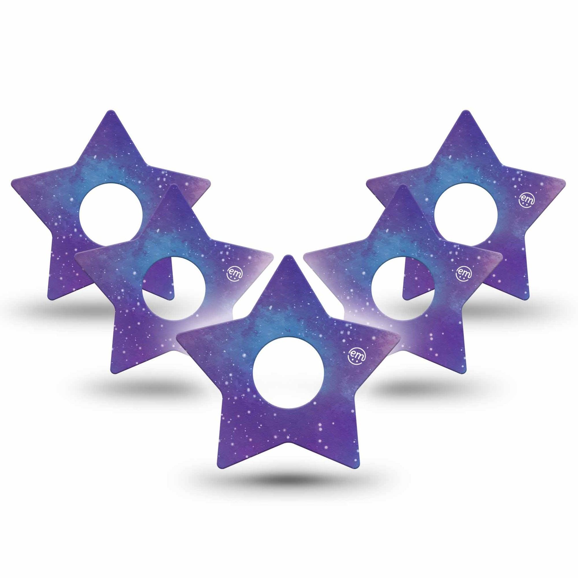 ExpressionMed Galaxy Freestyle Libre 3 and Libre 3 Plus Star Shape Tape 5-Pack Tape Space Galaxy Overlay Tape CGM Design