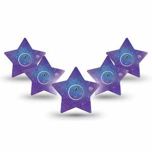 ExpressionMed Galaxy Freestyle Libre 3 and Libre 3 Plus Star Shape Tape 5-Pack Tape and 5-Pack Sticker Galaxy Sky Overlay Tape CGM Design