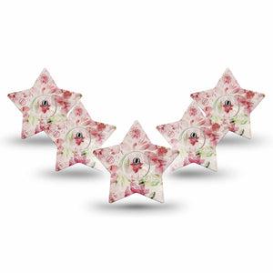 ExpressionMed Ethereal Spring Freestyle Libre 3 Star Shape 5-Pack Airy Blooms Plaster CGM Design with center stickers