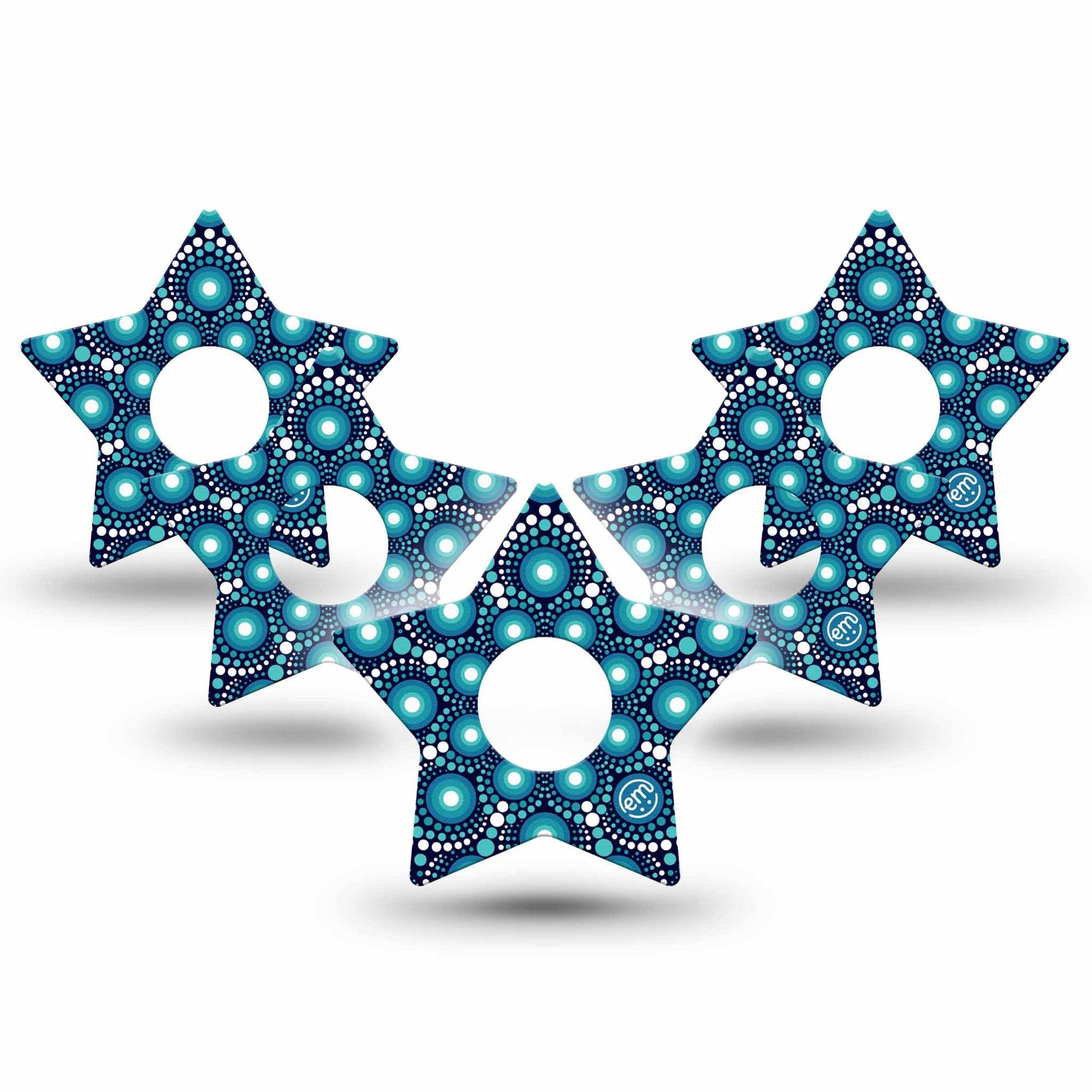 ExpressionMed Dot Art Freestyle Libre 3 Star Shape Tape 5-Pack Circular Artwork Patch CGM Design